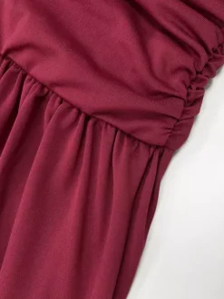 Party Dress Maxi Brown Strapless Pleated Sleeveless Clothes Sexy Semi Formal Dress