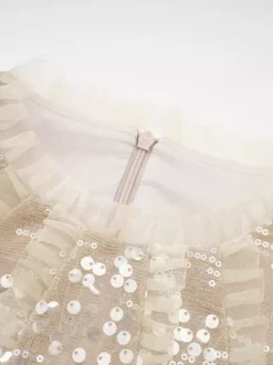 Party Dress Maxi Champagne Stand Collar Sequins Long Sleeves Elegant Semi Formal Dress