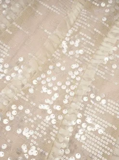 Party Dress Maxi Champagne Stand Collar Sequins Long Sleeves Elegant Semi Formal Dress