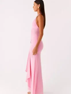 Party Dress Maxi Coffee Brown V-Neck Sleeveless Sexy Semi Formal Dress