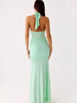 Party Dress Maxi Coffee Brown V-Neck Sleeveless Sexy Semi Formal Dress