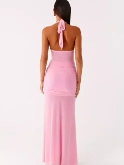 Party Dress Maxi Coffee Brown V-Neck Sleeveless Sexy Semi Formal Dress