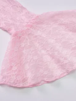 Party Dress Maxi Pink Off-The-Shoulder Lace Long Sleeves Pleated Chic Semi Formal Dress