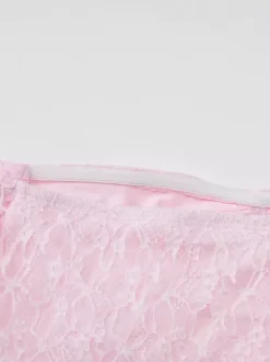 Party Dress Maxi Pink Off-The-Shoulder Lace Long Sleeves Pleated Chic Semi Formal Dress