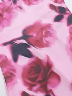Party Dress Maxi Pink Straps Neck Sleeveless Printed Clothes Casual Semi Formal Dress
