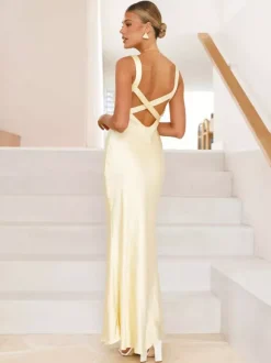 Party Dress Maxi Royal Blue Straps Neck Sleeveless Backless Sexy Semi Formal Gown