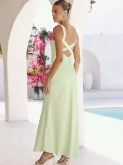 Party Dress Maxi Royal Blue Straps Neck Sleeveless Backless Sexy Semi Formal Gown