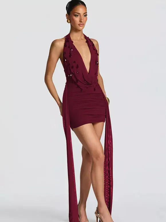 Party Dress Mini Black V-Neck Lace Up Sleeveless Backless Sexy Semi Formal Dress