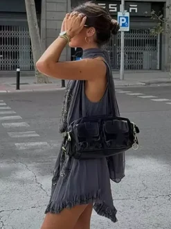 Party Dress Mini Halter Lace Up Sleeveless Clothes Sexy Semi Formal Dress