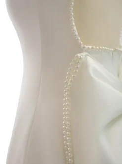 Party Dress Mini White Jewel Neck Pearls Sleeveless Backless Sexy Semi Formal Dress