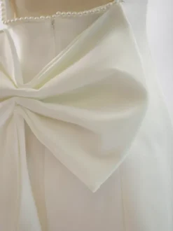 Party Dress Mini White Jewel Neck Pearls Sleeveless Backless Sexy Semi Formal Dress