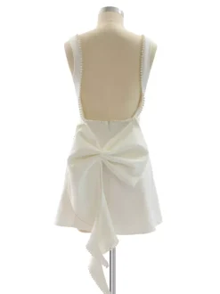 Party Dress Mini White Jewel Neck Pearls Sleeveless Backless Sexy Semi Formal Dress