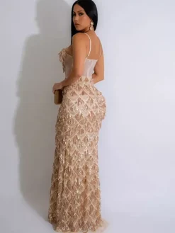 Party Dress Red Straps Neck Sequins Sleeveless Open Shoulder Chic Semi Formal Dress