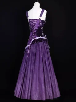 Pastel Gothic Lolita Dresses Ruffle Bowknot Lace Flowers Bows Purple Romance Gothic Lolita Jsk