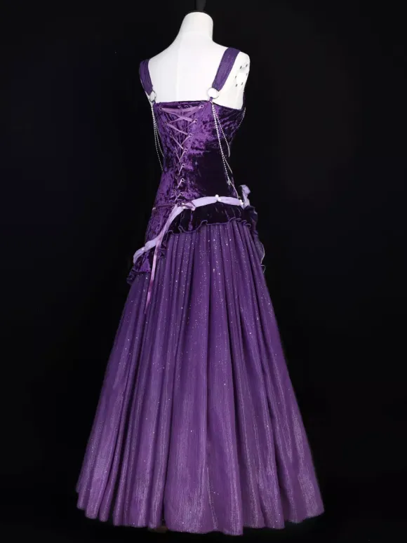 Pastel Gothic Lolita Dresses Ruffle Bowknot Lace Flowers Bows Purple Romance Gothic Lolita Jsk