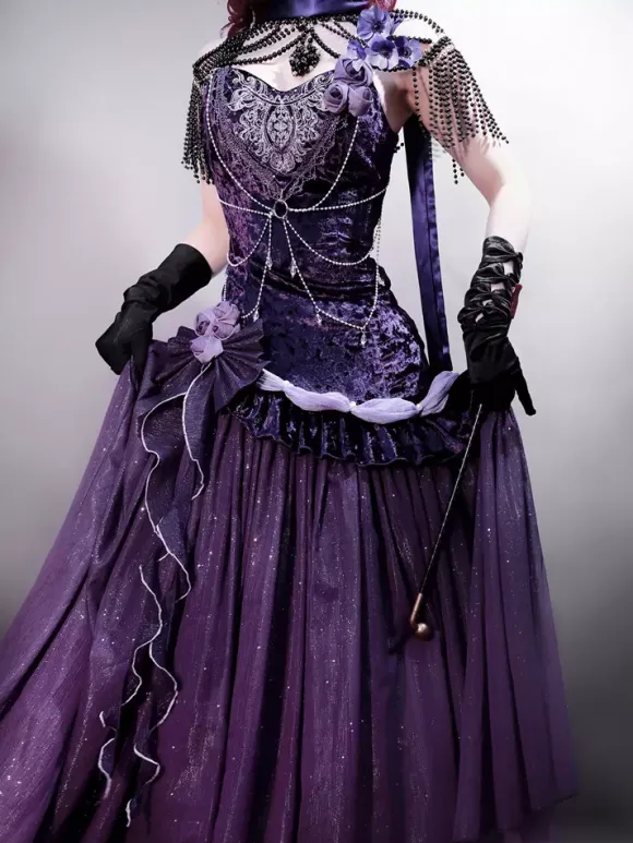 Pastel Gothic Lolita Dresses Ruffle Bowknot Lace Flowers Bows Purple Romance Gothic Lolita Jsk