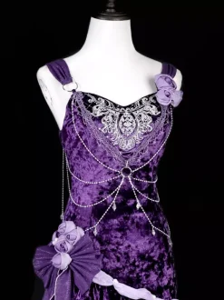 Pastel Gothic Lolita Dresses Ruffle Bowknot Lace Flowers Bows Purple Romance Gothic Lolita Jsk