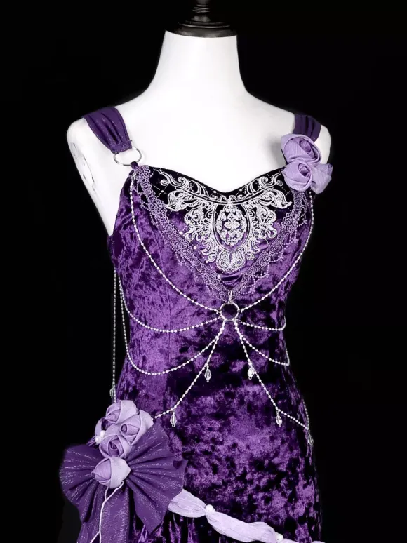 Pastel Gothic Lolita Dresses Ruffle Bowknot Lace Flowers Bows Purple Romance Gothic Lolita Jsk