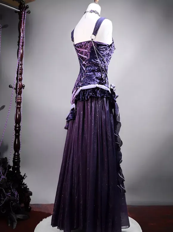 Pastel Gothic Lolita Dresses Ruffle Bowknot Lace Flowers Bows Purple Romance Gothic Lolita Jsk
