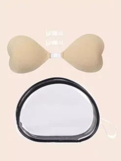 Pasties Ball Acrylic Triangle Buttons Pink Enhanced Strapless Push-Up Heart-Shaped Silicone Bra