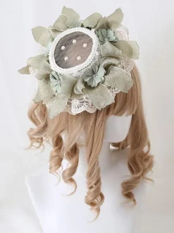 Pastoral Style Lolita Hat Pearls Flowers Lace Polyester Ivory Lolita Hats