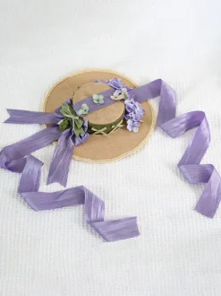 Pastoral Style Lolita Hat Purple Bows Ruffles Flowers Accessory Lolita Accessories