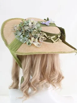 Pastoral Style Lolita Hat Purple Bows Ruffles Flowers Accessory Lolita Accessories