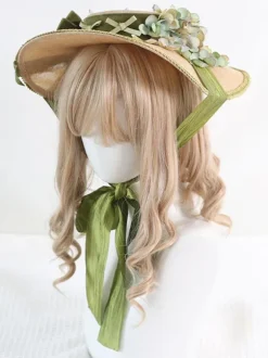 Pastoral Style Lolita Hat Purple Bows Ruffles Flowers Accessory Lolita Accessories