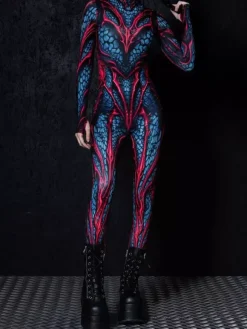 Patterned Zentai Suits Woman Sexy Bodysuit Suit Color Element Adults High-waisted Sports Jumpsuit Cosplay Costumes