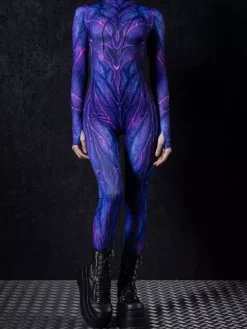 Patterned Zentai Suits Woman Sexy Bodysuit Suit Color Element Adults High-waisted Sports Jumpsuit Cosplay Costumes