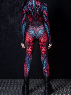 Patterned Zentai Suits Woman Sexy Bodysuit Suit Color Element Adults High-waisted Sports Jumpsuit Cosplay Costumes