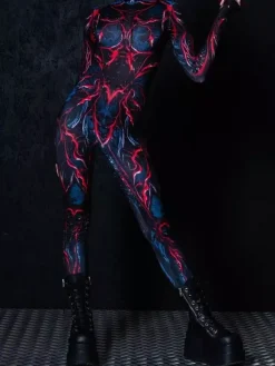 Patterned Zentai Suits Woman Sexy Bodysuit Suit Color Element Adults High-waisted Sports Jumpsuit Cosplay Costumes