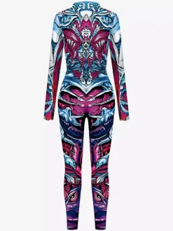 Patterned Zentai Suits Woman Jumpsuit Color Element Blue Muscle Bodysuit Adults High-waisted Cosplay Costumes Sexy Suit