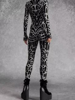 Patterned Zentai Suits Women Jumpsuit Bodysuit Punk Hyun Color Zentai Catsuits
