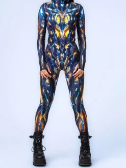Patterned Zentai Suits Women Jumpsuit Bodysuit Punk Hyun Color Zentai Catsuits