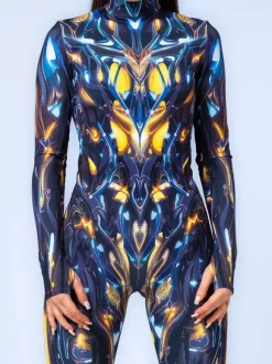 Patterned Zentai Suits Women Jumpsuit Bodysuit Punk Hyun Color Zentai Catsuits