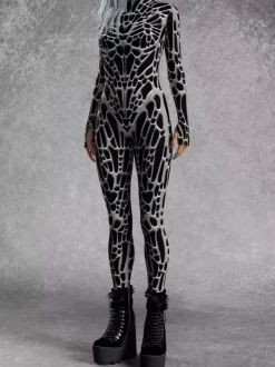 Patterned Zentai Suits Women Jumpsuit Bodysuit Punk Hyun Color Zentai Catsuits