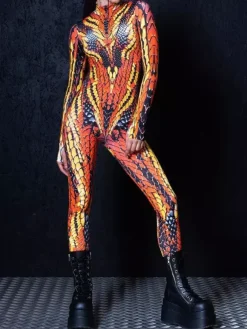 Patterned Zentai Suits Women Jumpsuit Bodysuit Punk Hyun Color Zentai Catsuits
