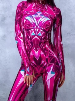 Patterned Zentai Suits Women Jumpsuit Bodysuit Punk Hyun Color Zentai Catsuits
