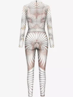 Patterned Zentai Suits Women 3D Printing Bodysuit Zipper Back Costumes Full Body Dance Jumpsuit For Women