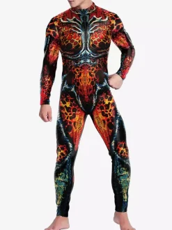 Patterned Zentai Suits Catsuit Costumes Futuristic Mechanical Armour Jumpsuit Cool Fighter Cosplay Bodysuit 3D Printed Steampunk Come Party Shows Men Zentai Suit