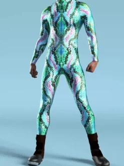 Patterned Zentai Suits Mechanical Cyber Armor Outfit Jumpsuit Cosplay Punk Bodysuit Steampunk Costume Party Shows Men Cool Zentai Suit
