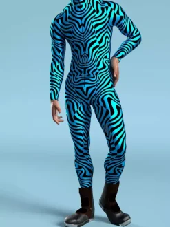 Patterned Zentai Suits Mechanical Cyber Armor Outfit Jumpsuit Cosplay Punk Bodysuit Steampunk Costume Party Shows Men Cool Zentai Suit