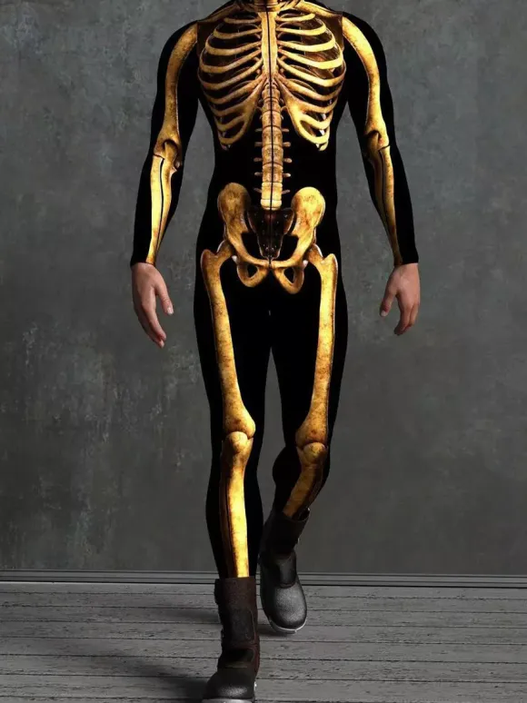 Patterned Zentai Suits Skeleton Bone Bodysuit 3D Printed Anatomical Tight Jumpsuit