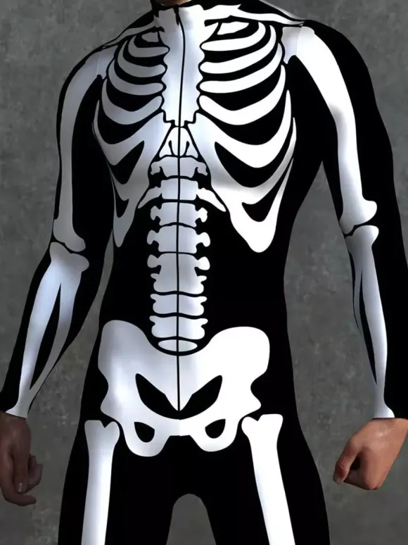 Patterned Zentai Suits Skeleton Bone Bodysuit 3D Printed Anatomical Tight Jumpsuit