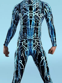 Patterned Zentai Suits CyberPunk Jumpsuit Cool Mechanical Armour Cosplay Bodysuit Costume For Men Women