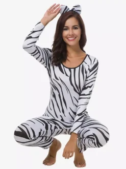 Patterned Zentai Suits Sexy Zebra Catsuit Cosplay Costume Polyester Zentai Suit