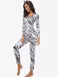 Patterned Zentai Suits Sexy Zebra Catsuit Cosplay Costume Polyester Zentai Suit