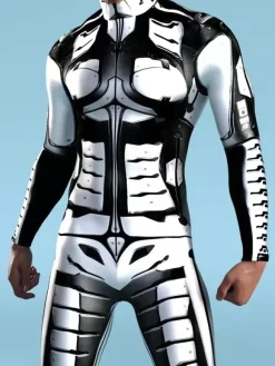 Patterned Zentai Suits Black Steampunk Mechanical Bodysuit 3D Printed Cyberpunk Full Body Jumpsuit