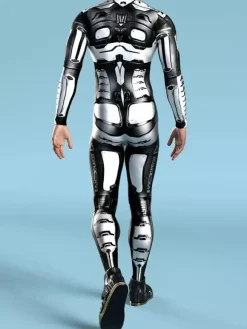 Patterned Zentai Suits Black Steampunk Mechanical Bodysuit 3D Printed Cyberpunk Full Body Jumpsuit